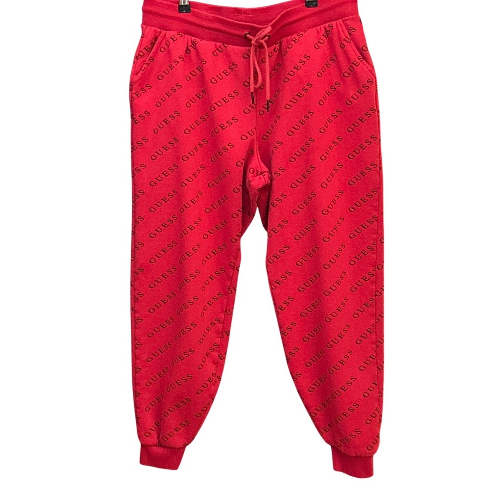 Guess Joggers Red Logomania Streetwear Athleisure Sweatpants XL